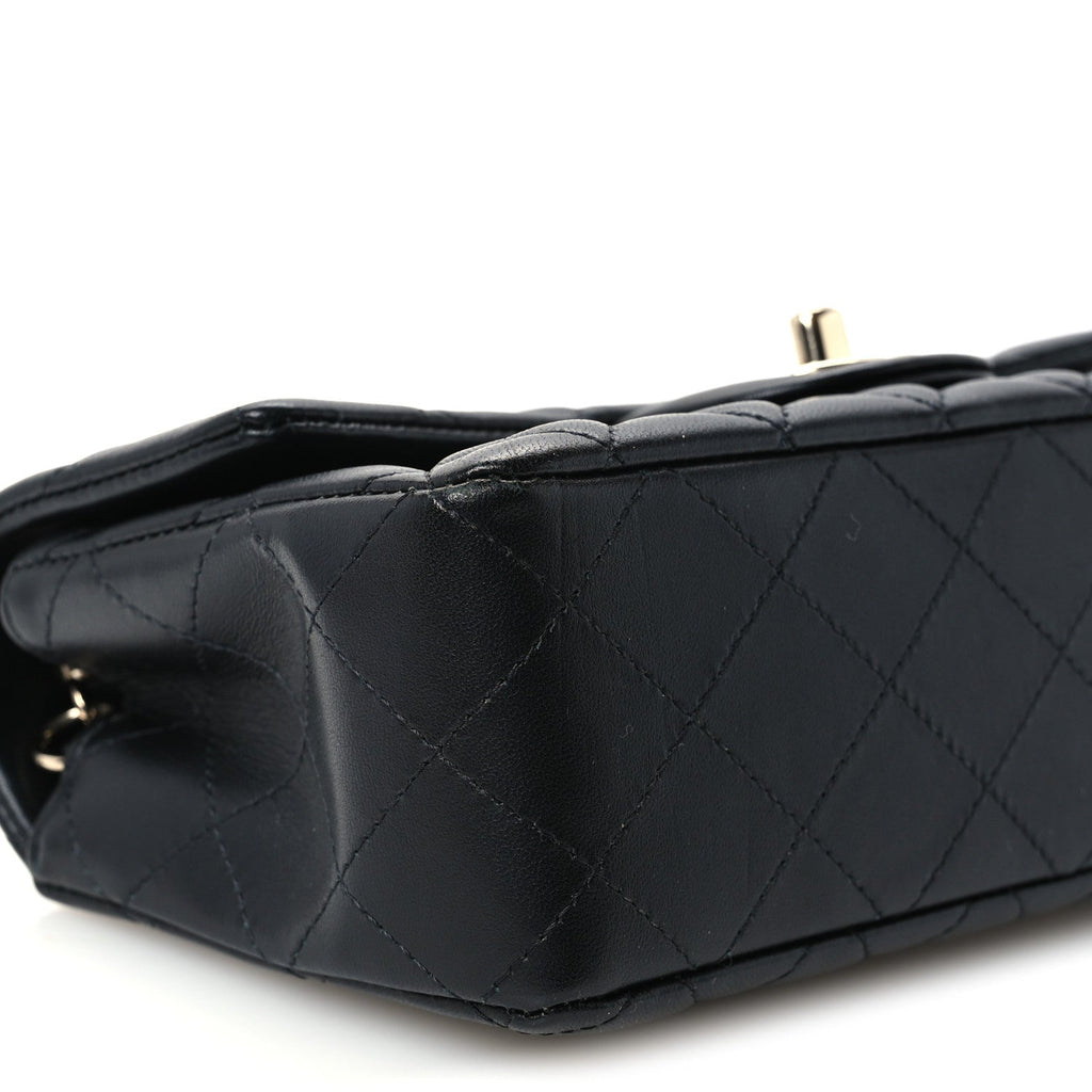 Lambskin Quilted Mini Rectangular Flap Black