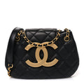 Lambskin Quilted Small Giant CC Flap Bag Black