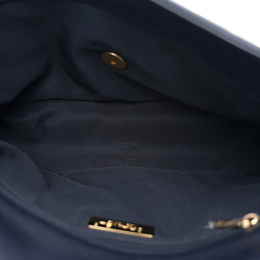 Goatskin Quilted Large Chanel 19 Flap Navy Blue