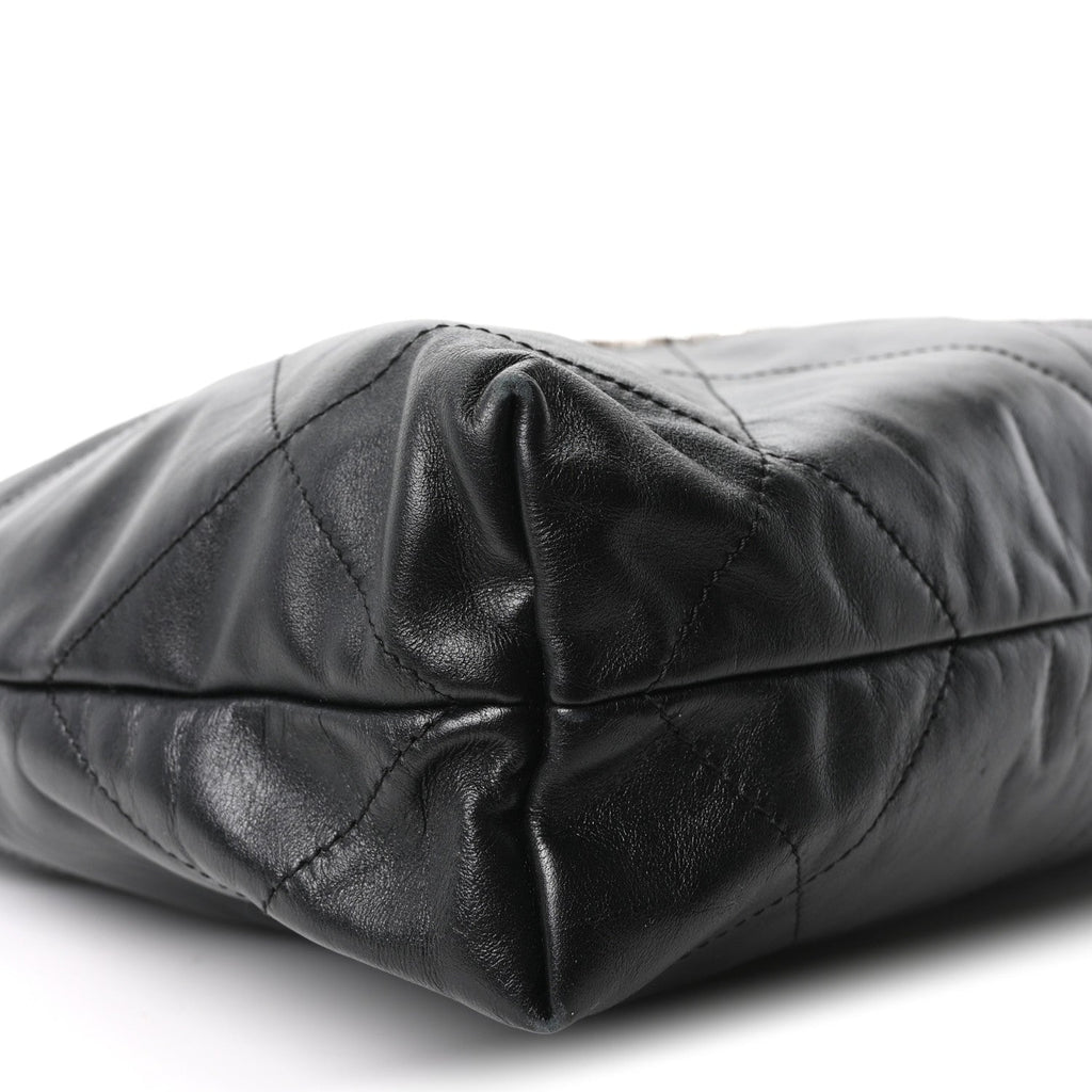 Shiny Calfskin Quilted Small Chanel 22 Black