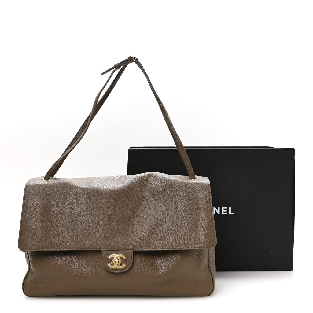 Grained Calfskin Souplissimo Maxi Flap Light Brown