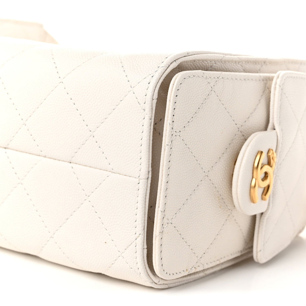 Caviar Quilted Mini Chanel 25 Handbag White