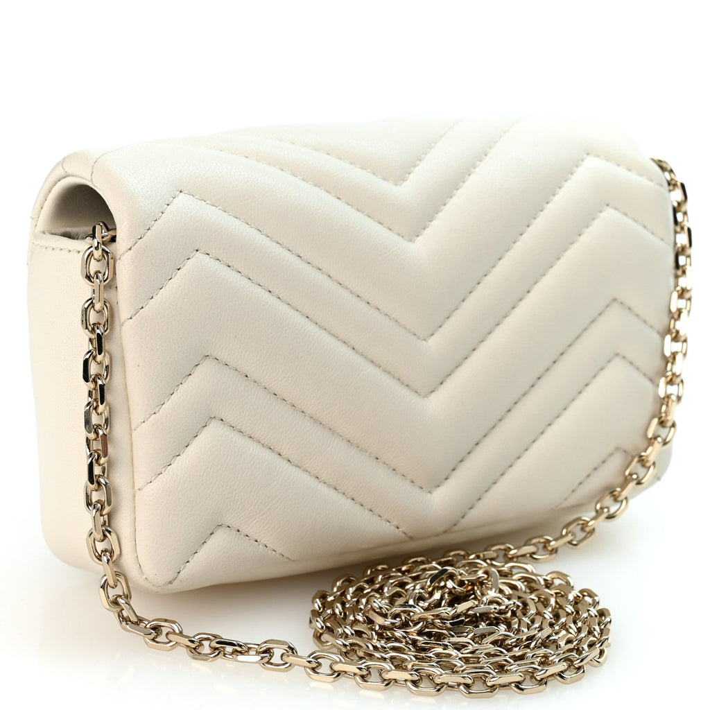 Lambskin Matelasse Mini GG Marmont Shoulder Bag White