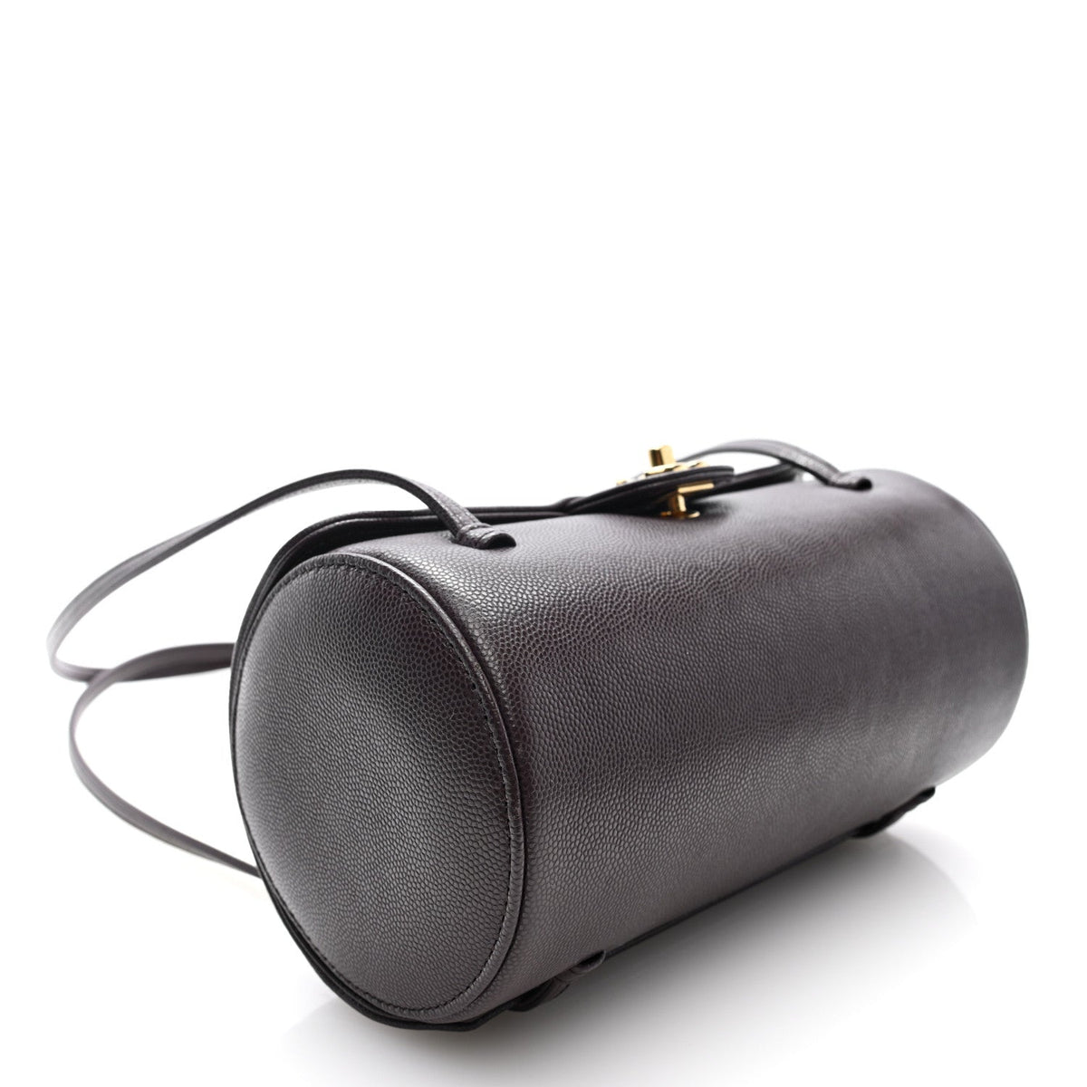 Shiny Caviar Preppy Coco Small Bowling Bag Black