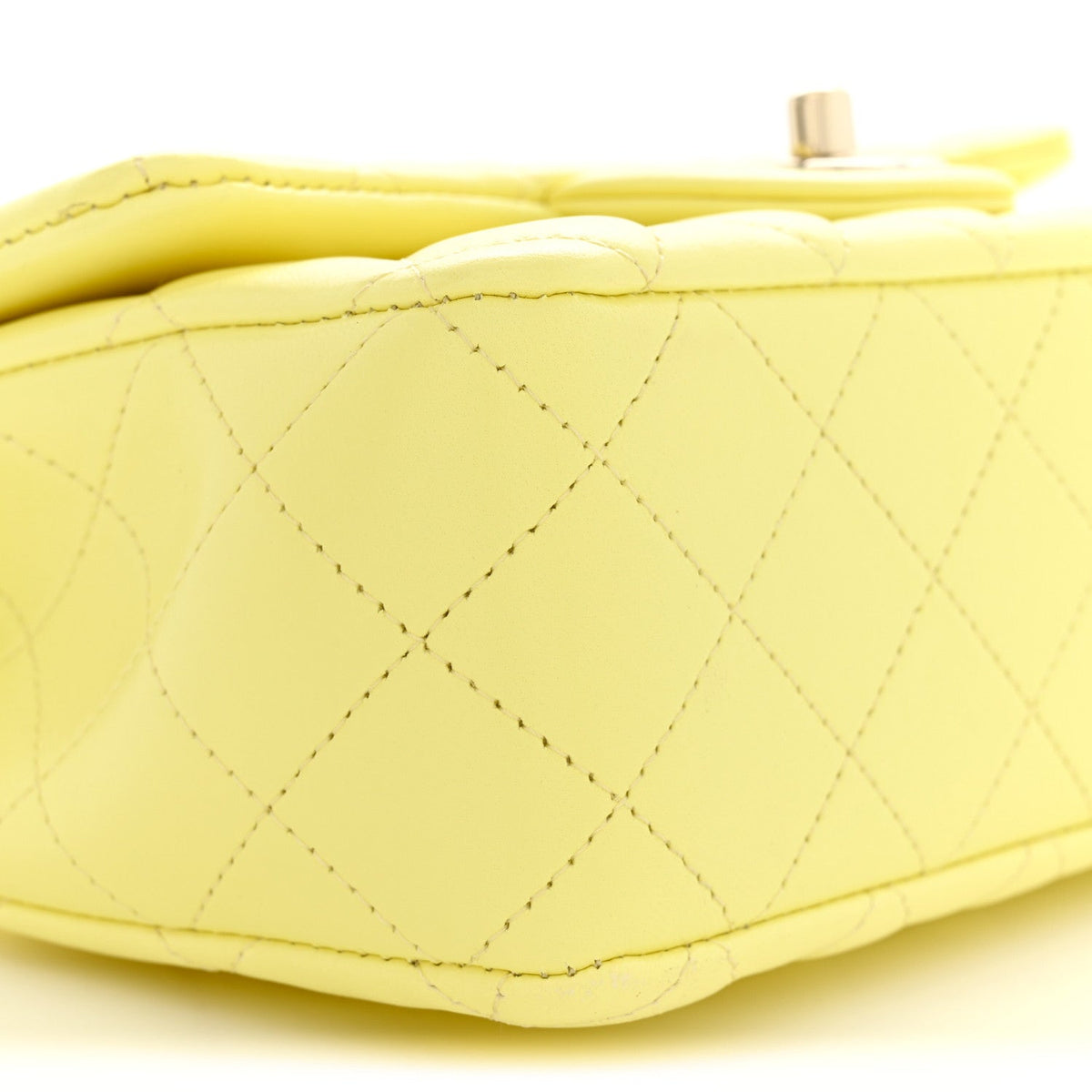 Lambskin Quilted Mini Chain Top Handle Rectangular Flap Light Yellow