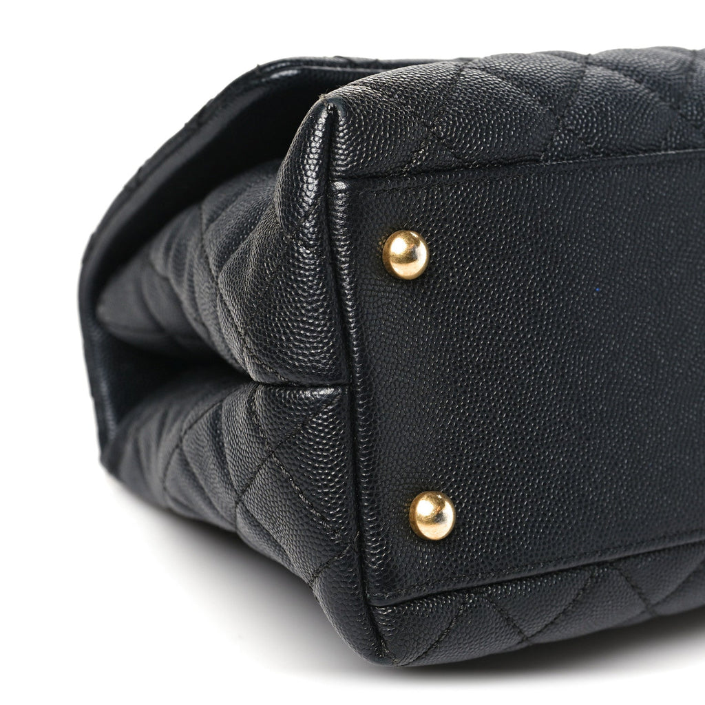 Caviar Quilted Small Coco Handle Flap Black