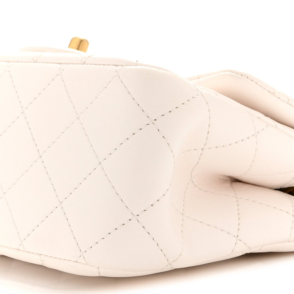 Lambskin Quilted Mini Sweet Camellia Flap White