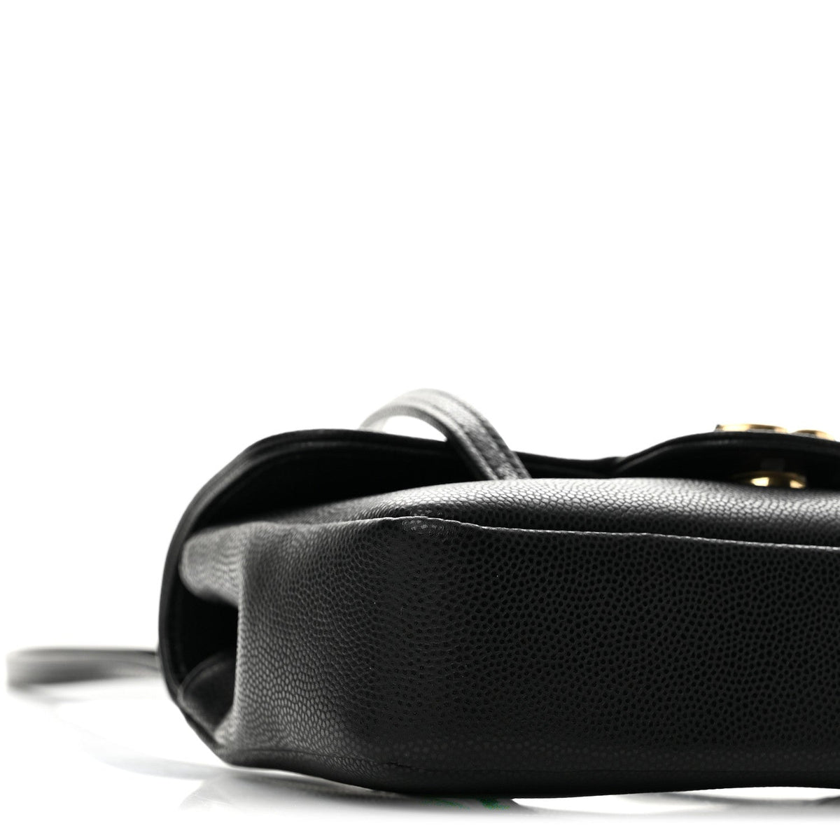Shiny Caviar Mini Preppy Coco Shoulder Bag Black
