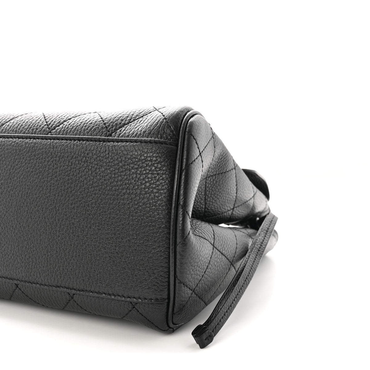 Grained Calfskin Stitched Urban Essentials Shopping Bag Black