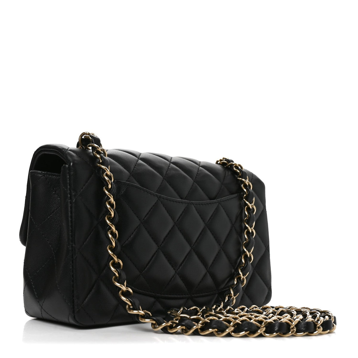 Lambskin Quilted Mini Rectangular Flap Black