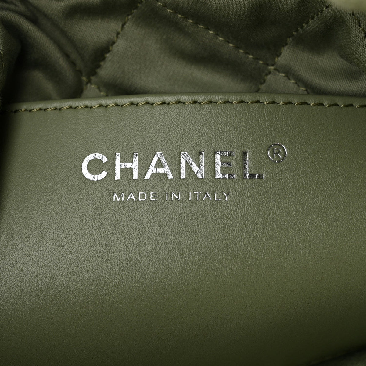 Suede Stitched Quilted Studded Mini Chanel 22 Light Green