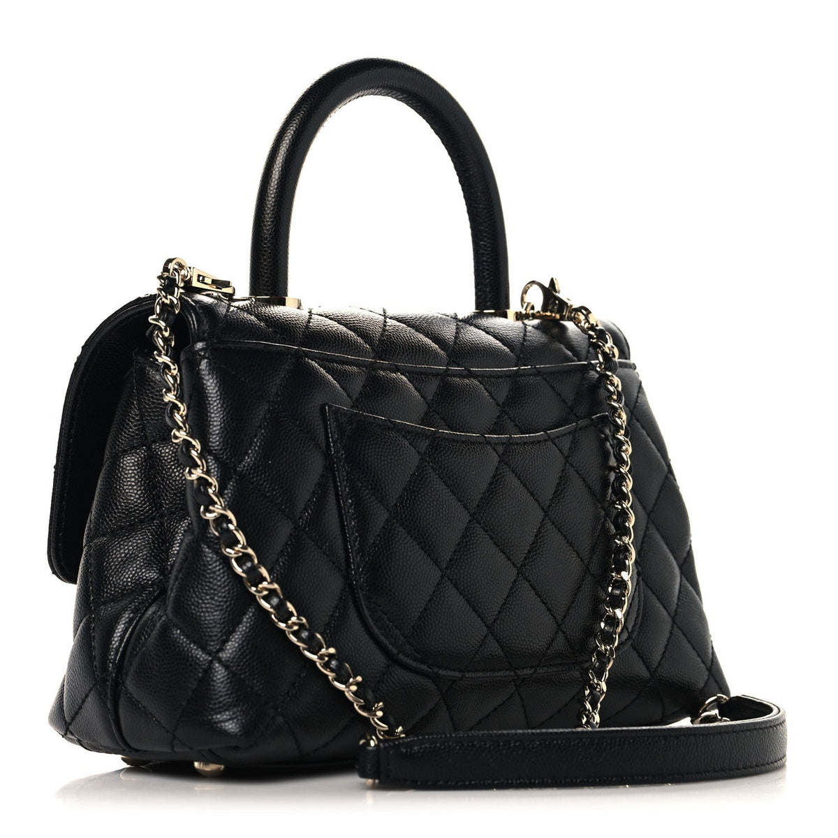 Caviar Quilted Mini Coco Handle Flap Black