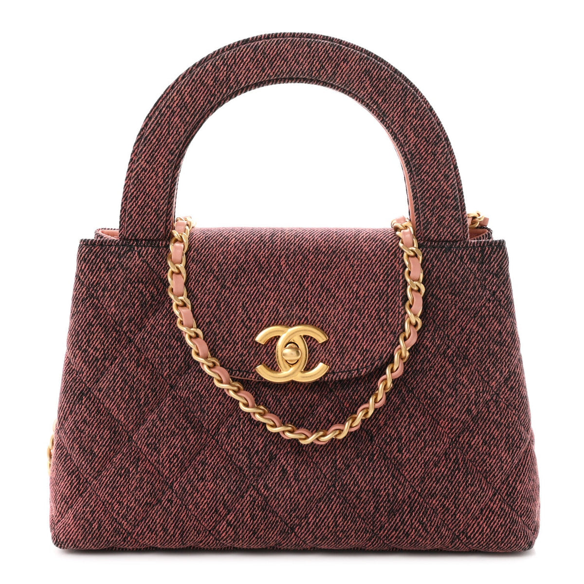 Denim Quilted Nano Kelly Shopper Orange Black