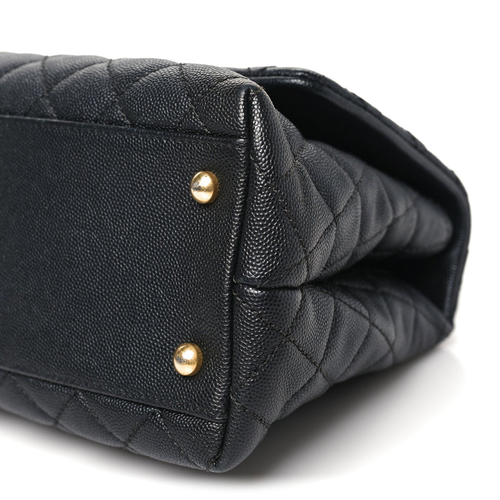Caviar Quilted Small Coco Handle Flap Black