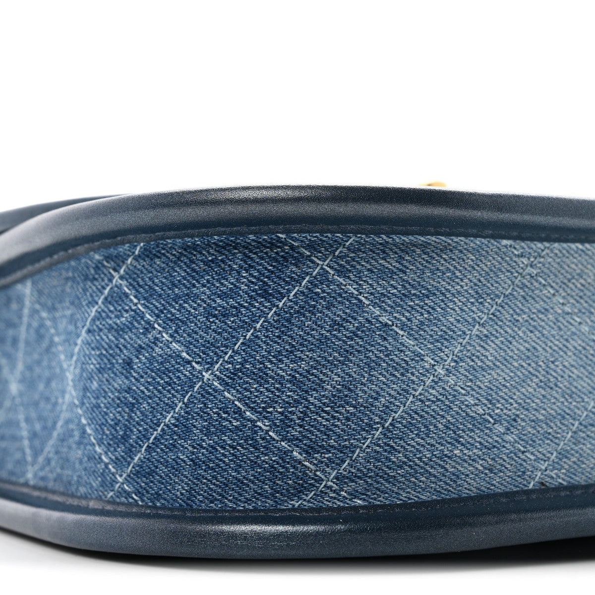 Washed Denim Quilted Small Messenger Flap Blue