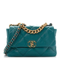 Lambskin Quilted Large Chanel 19 Flap Dark Green