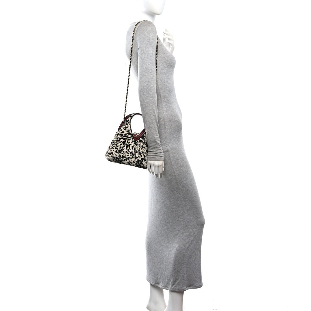 Pony Hair Printed Chic Lady Small Shopping Tote White Black