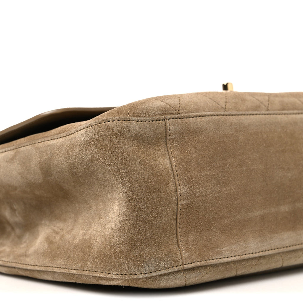 Suede Calfskin Small Souplissimo Maxi Flap Dark Beige