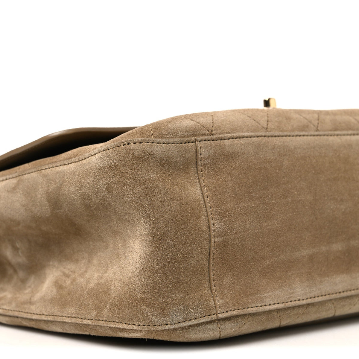 Suede Calfskin Small Souplissimo Maxi Flap Dark Beige