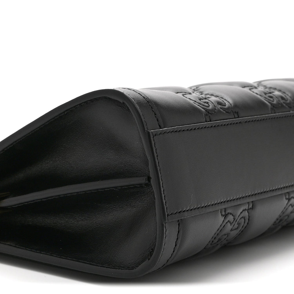 Calfskin GG Matelasse Small Slim Chain Shoulder Bag Black Natural