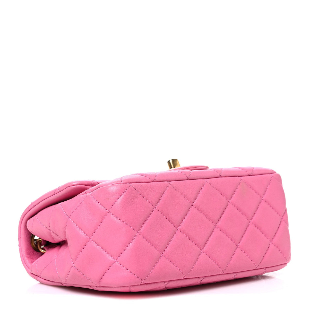Lambskin Quilted Mini Pearl Crush Flap Pink