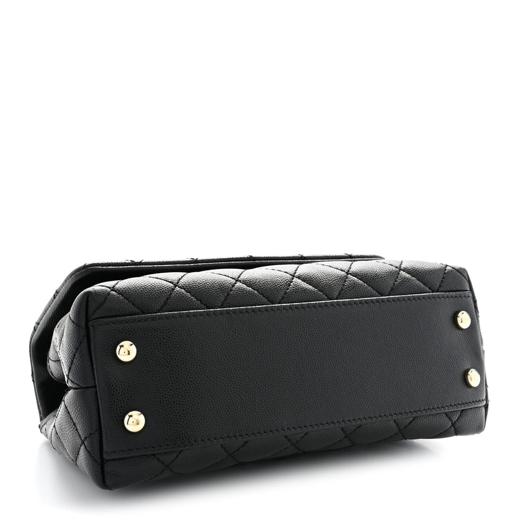 Caviar Quilted Mini Coco Handle Flap Black