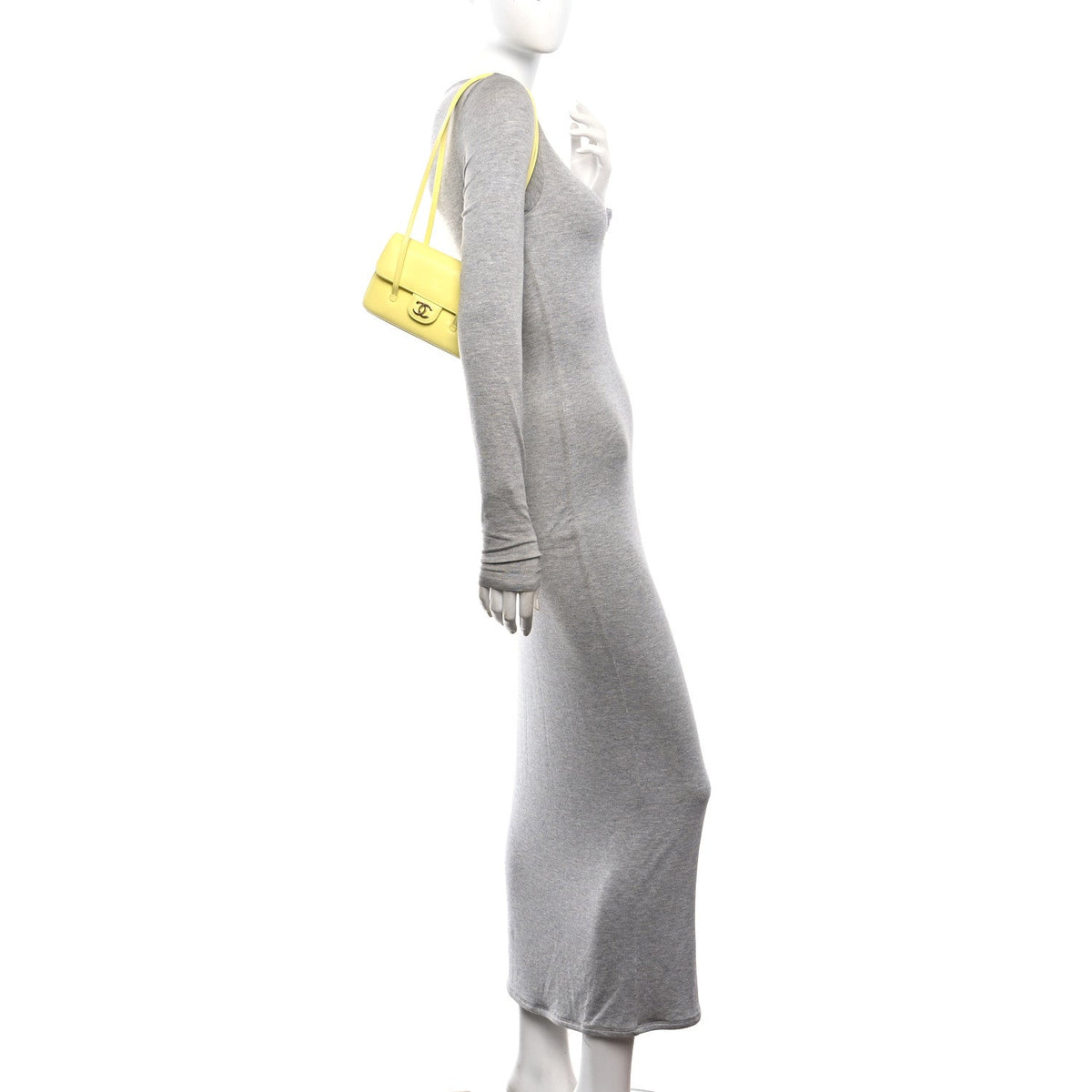 Shiny Caviar Mini Preppy Coco Shoulder Bag Light Yellow