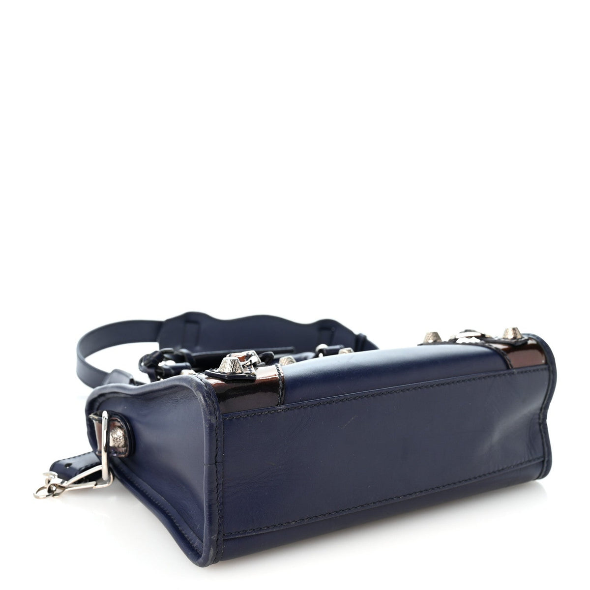 Smooth Calfskin Metallic Patent Giant 12 Silver Hardware Mini City Ultraviolet