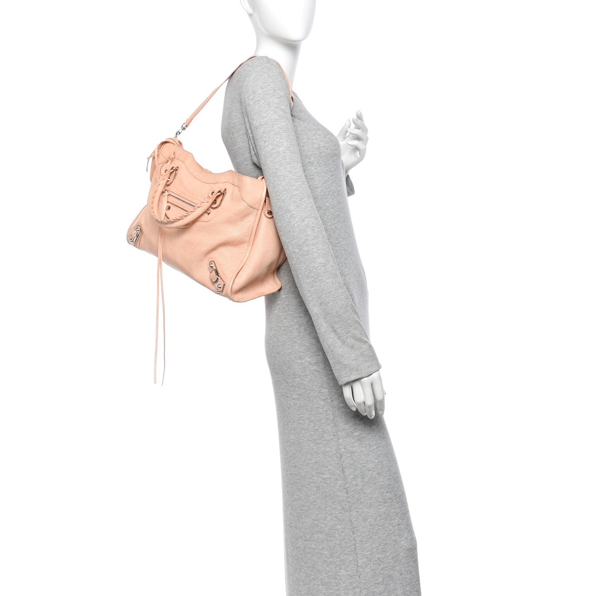 Chevre Silver Metallic Edge Hardware City Rose Peach