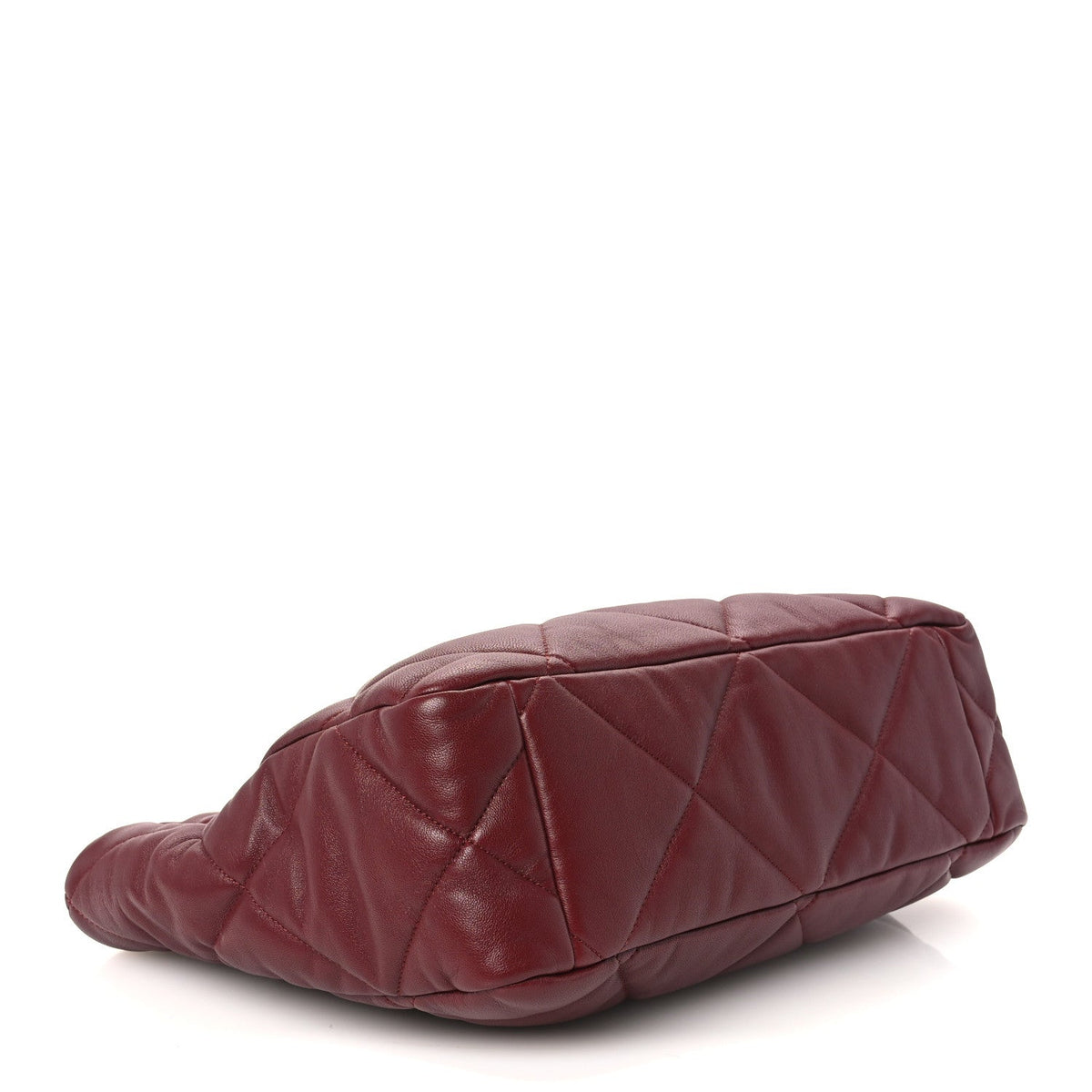 Lambskin Quilted Chanel 19 East West Shopping Bag Dark Brown