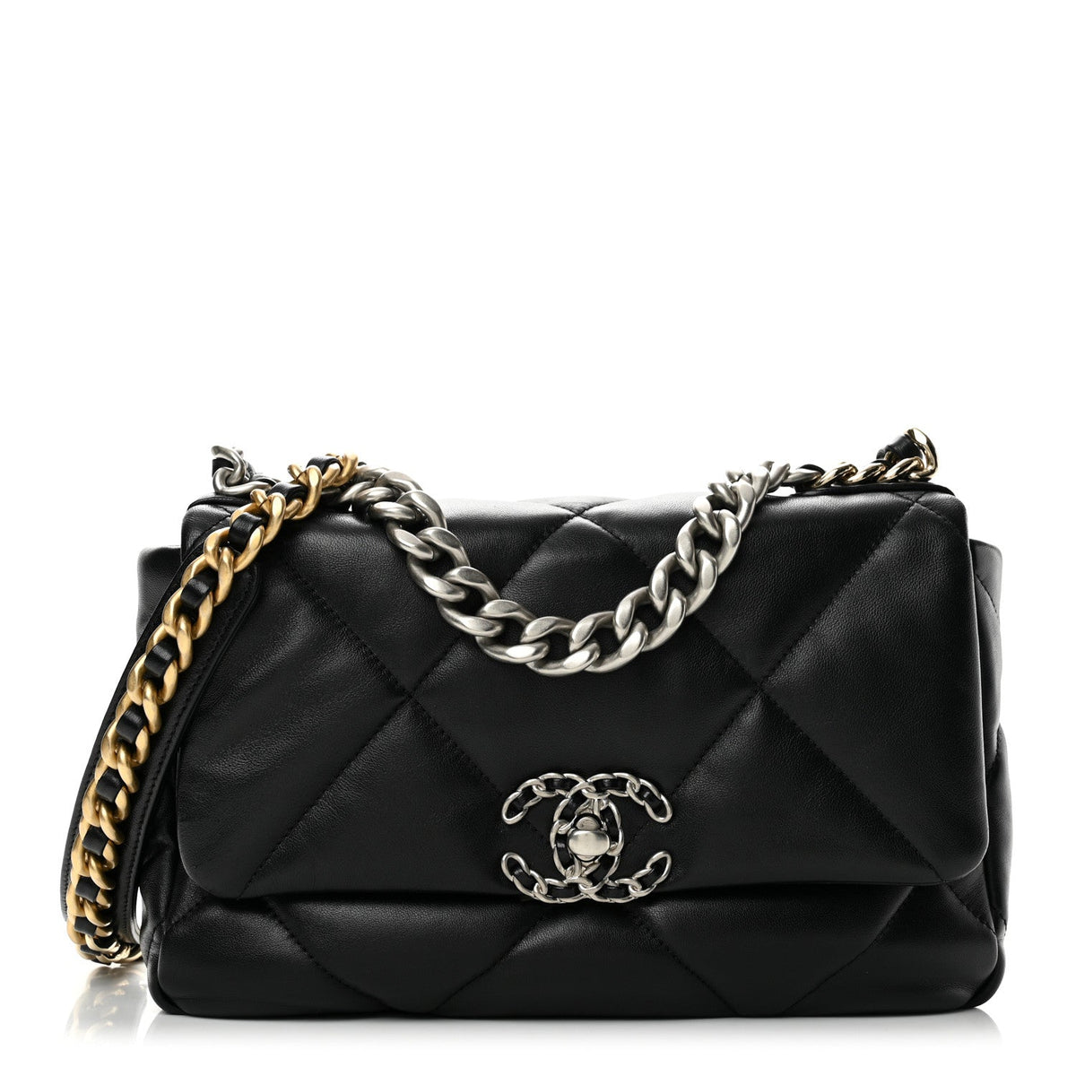 Lambskin Quilted Medium Chanel 19 Flap Black