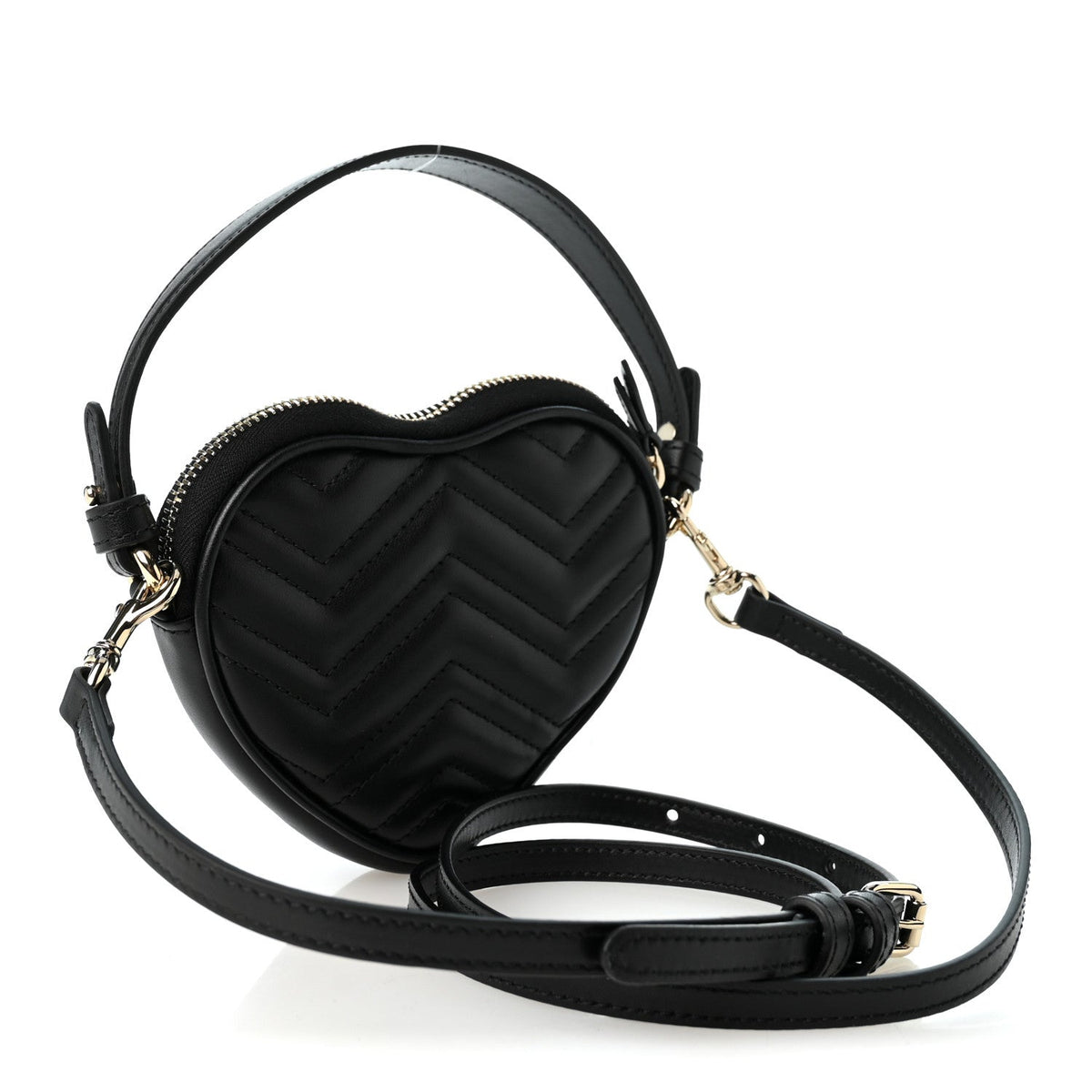 Calfskin Matelasse Mini GG Marmont Heart Shoulder Bag Black