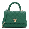 Caviar Quilted Extra Mini Coco Handle Flap Green