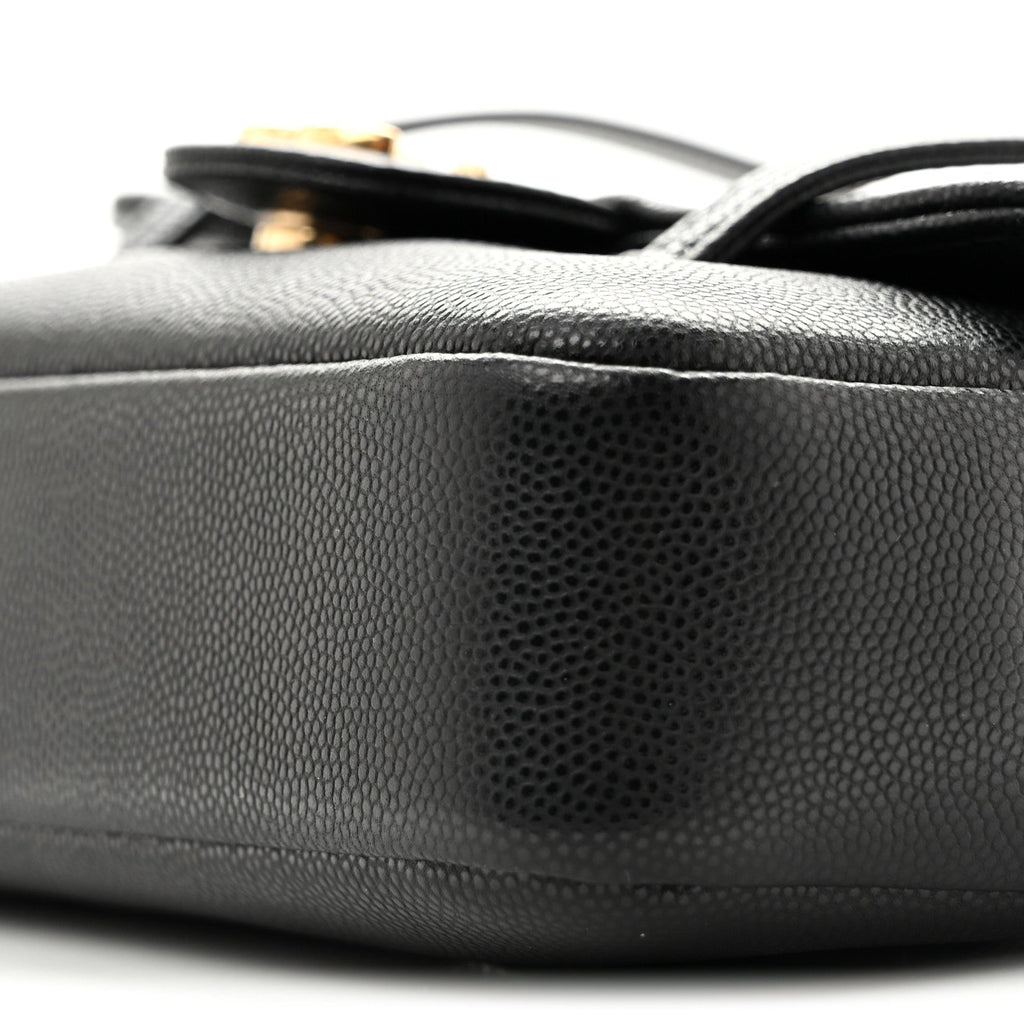 Shiny Caviar Mini Preppy Coco Shoulder Bag Black