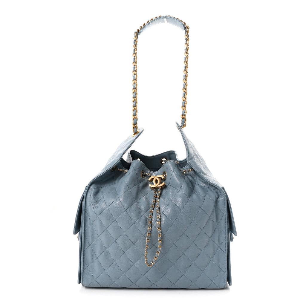 Caviar Quilted Medium Chanel 25 Handbag Blue