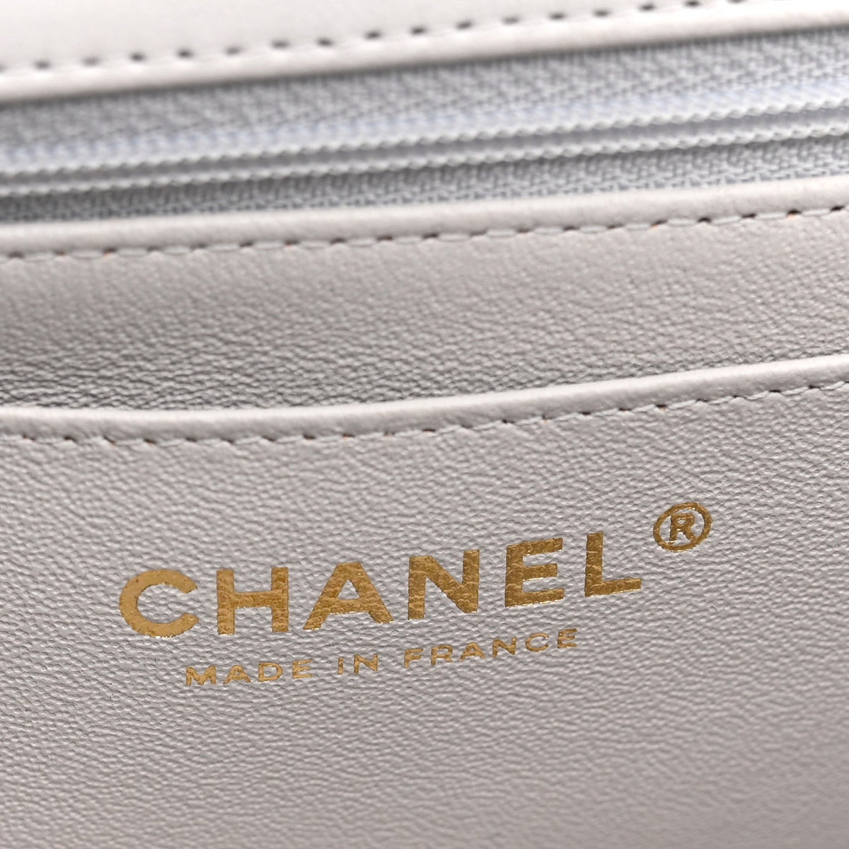 Lambskin Quilted Mini Top Handle Rectangular Flap Grey
