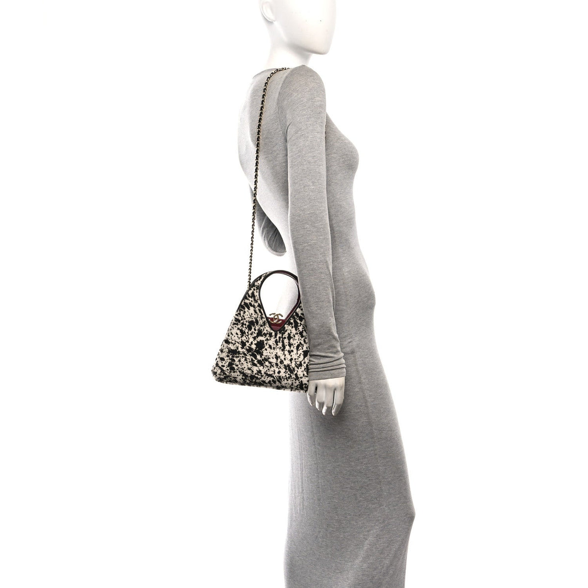Pony Hair Printed Chic Lady Small Shopping Tote White Black