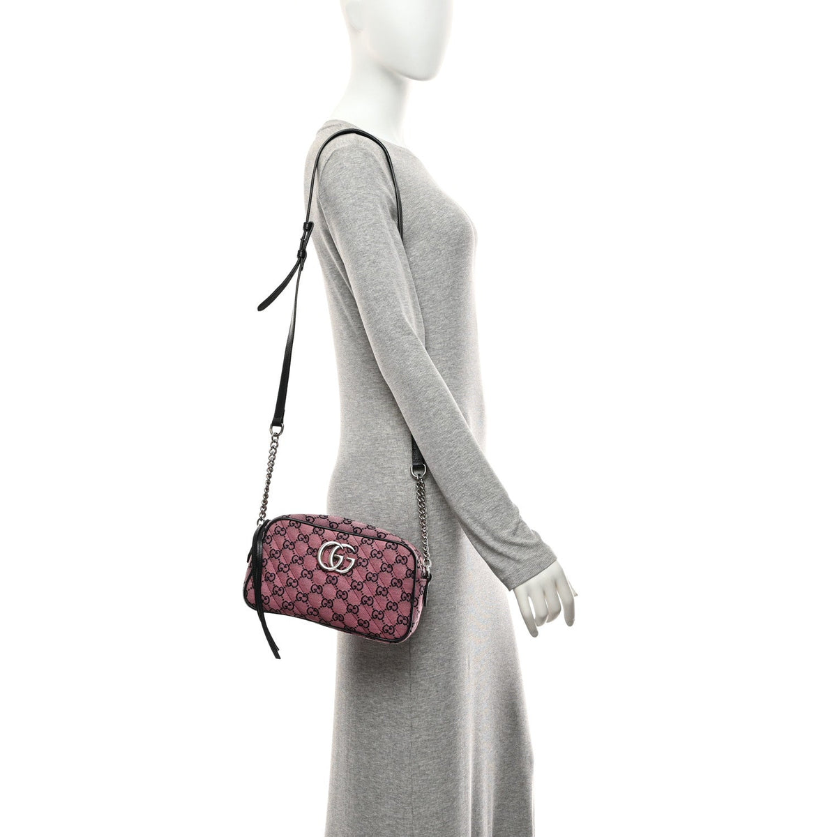 Monogram Multicolor Matelasse Diagonal Small GG Marmont Chain Shoulder Bag Pink Blue