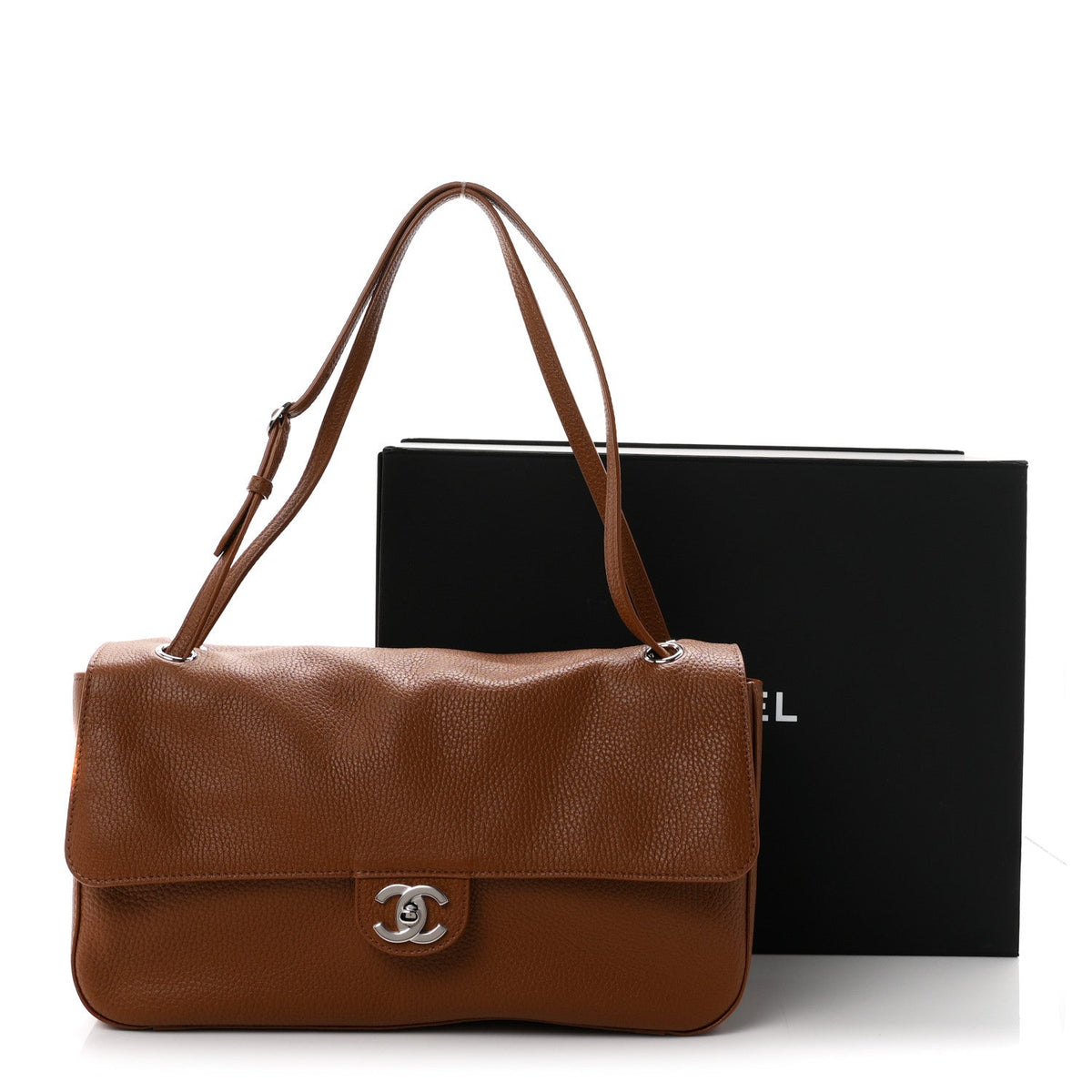 Grained Calfskin Small Souplissimo Maxi Flap Camel