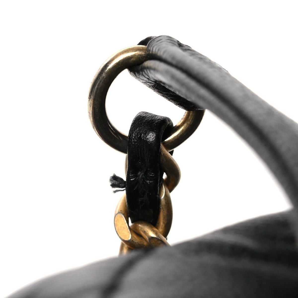 Caviar Lizard Embossed Quilted Mini Coco Handle Flap Black