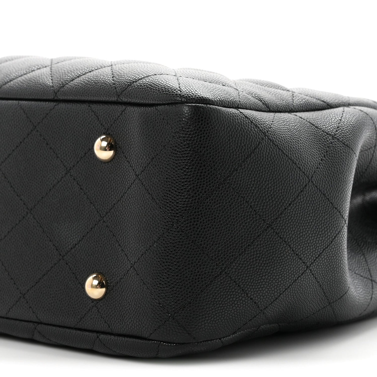 Caviar Quilted Small Shopping Tote Black