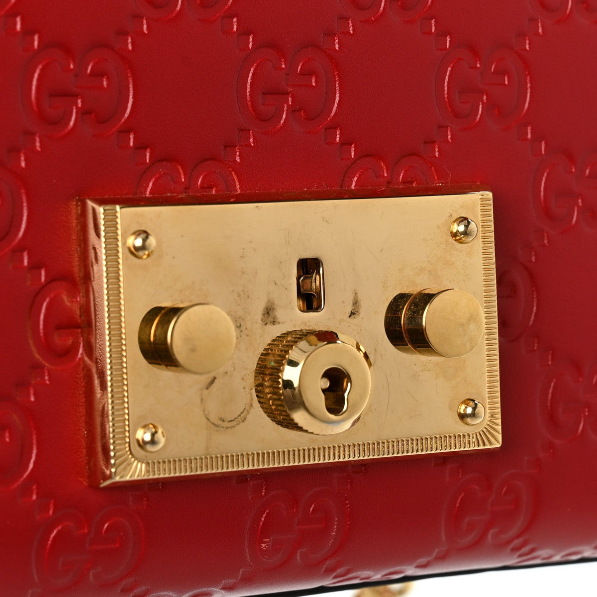 Guccissima Small Padlock Shoulder Bag Hibiscus Red