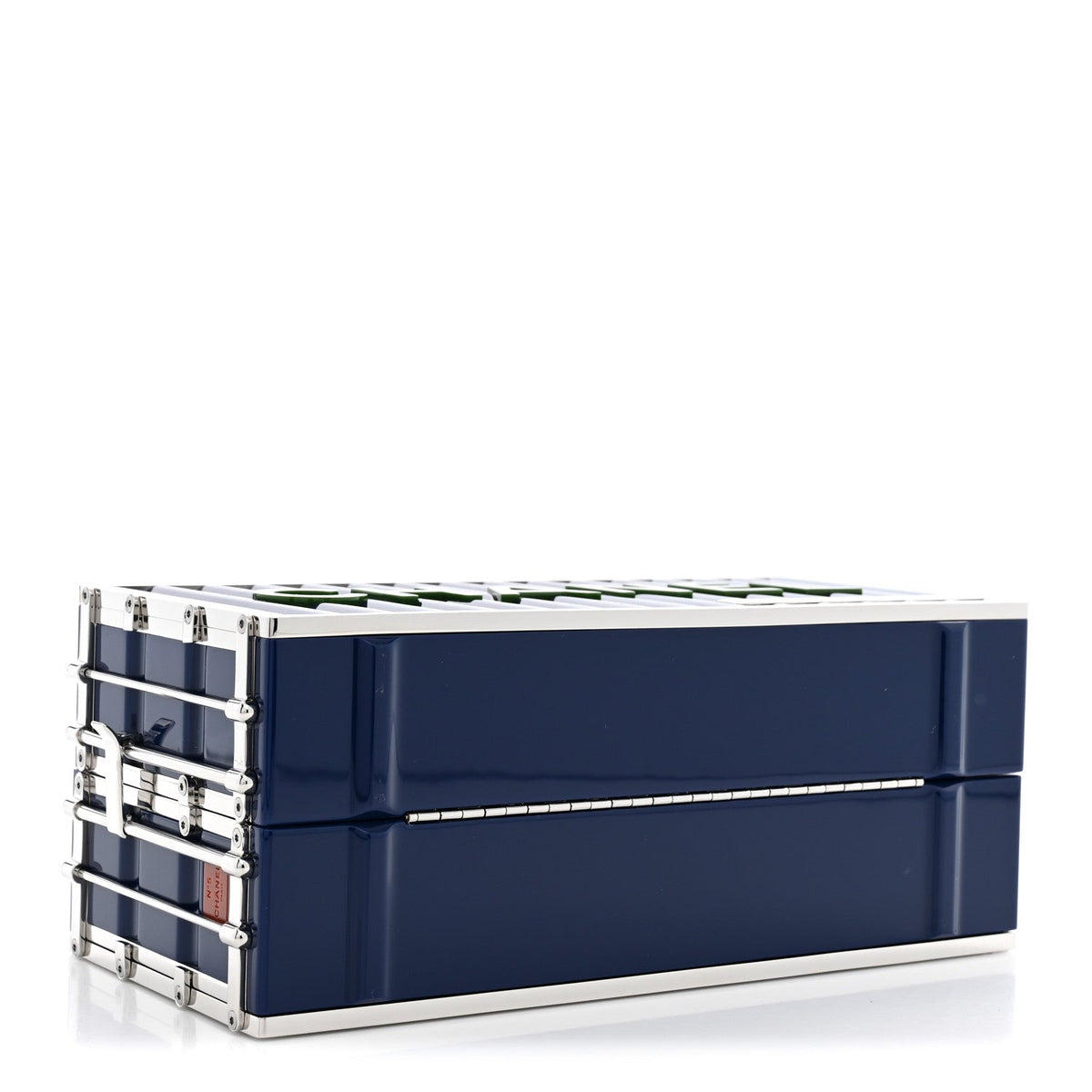 Resin Enamel CC Shipping Container Signature Minaudiere Clutch Blue