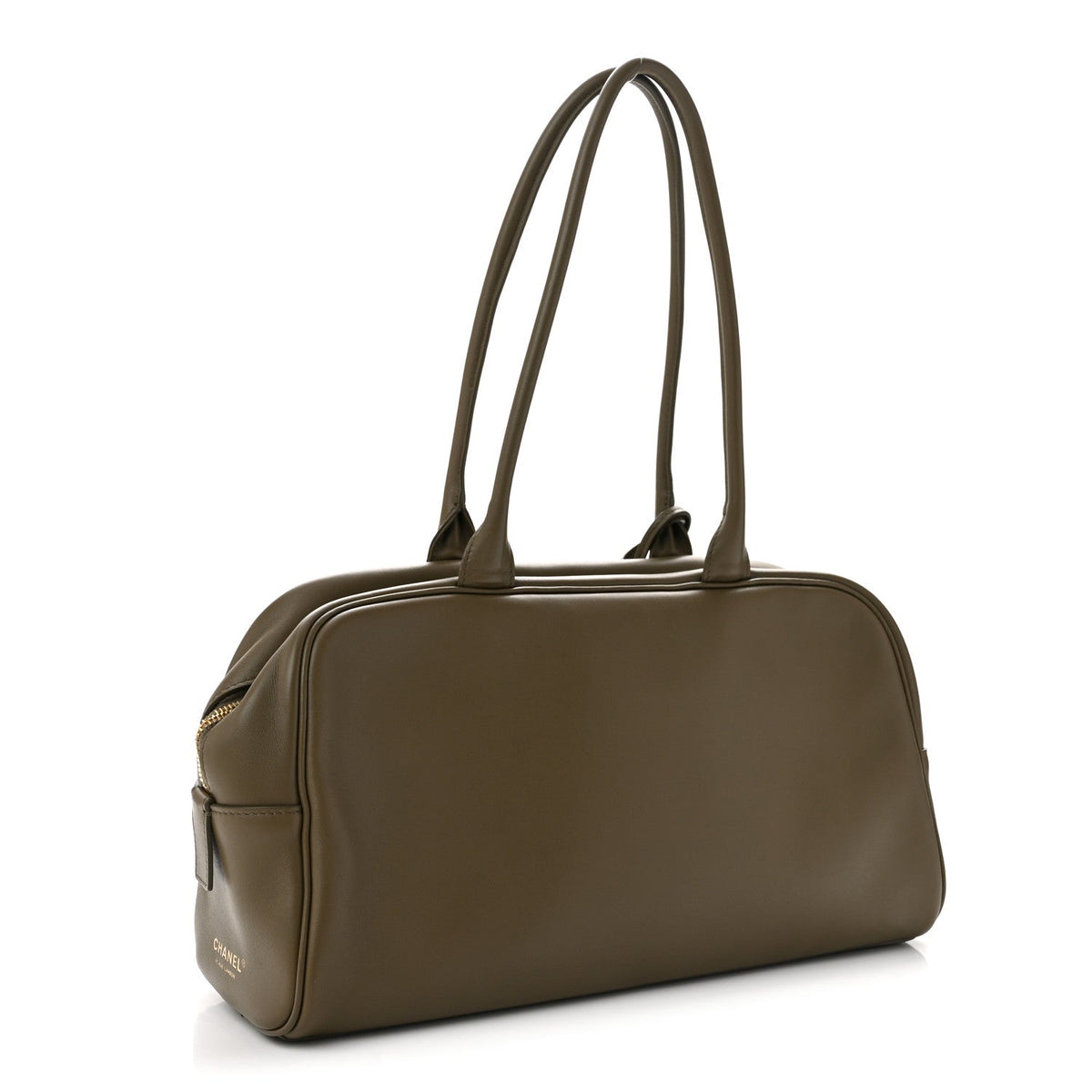 Calfskin Large Perfect Bowling Bag Dark Khaki