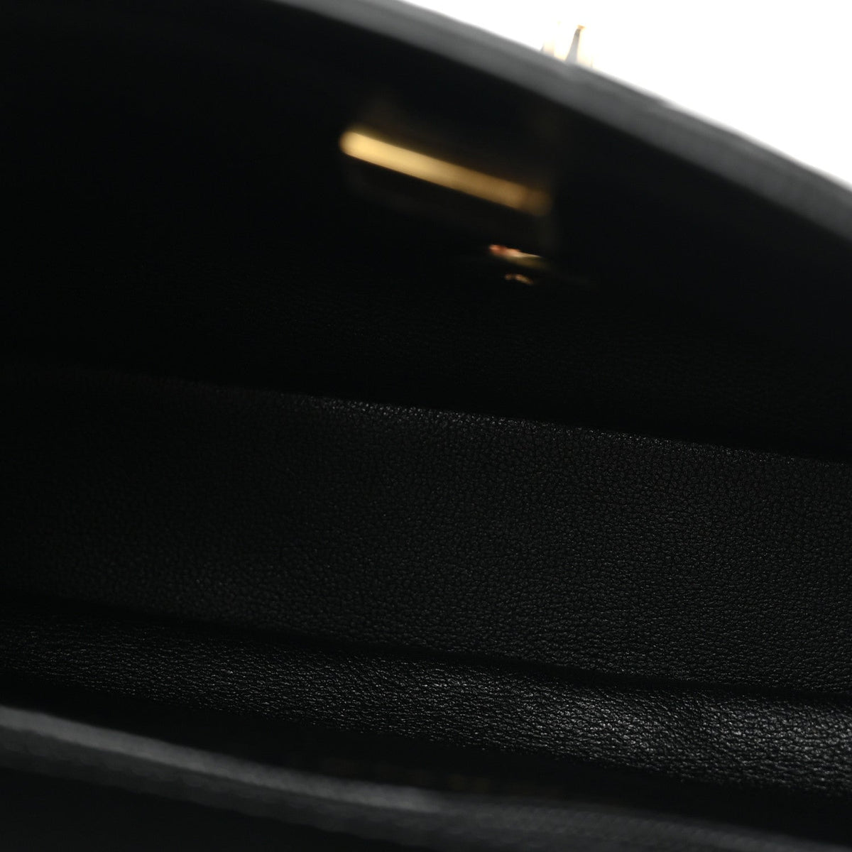 Shiny Lambskin Quilted Golden Links Top Handle Flap Black