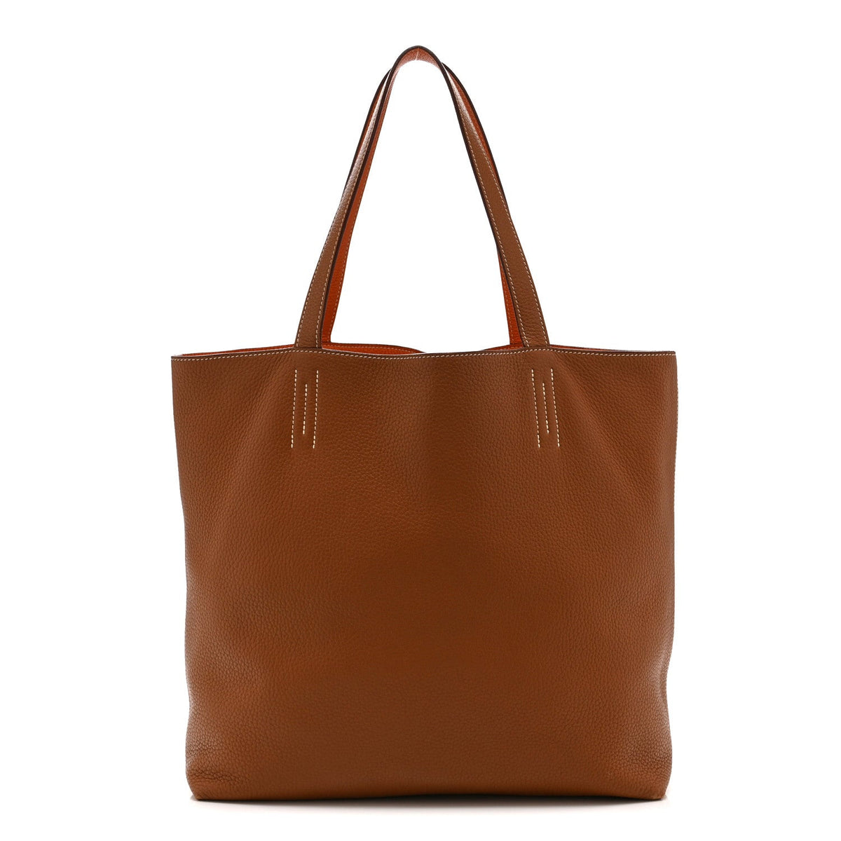 Taurillon Clemence Double Sens 45 Reversible Tote Orange Gold