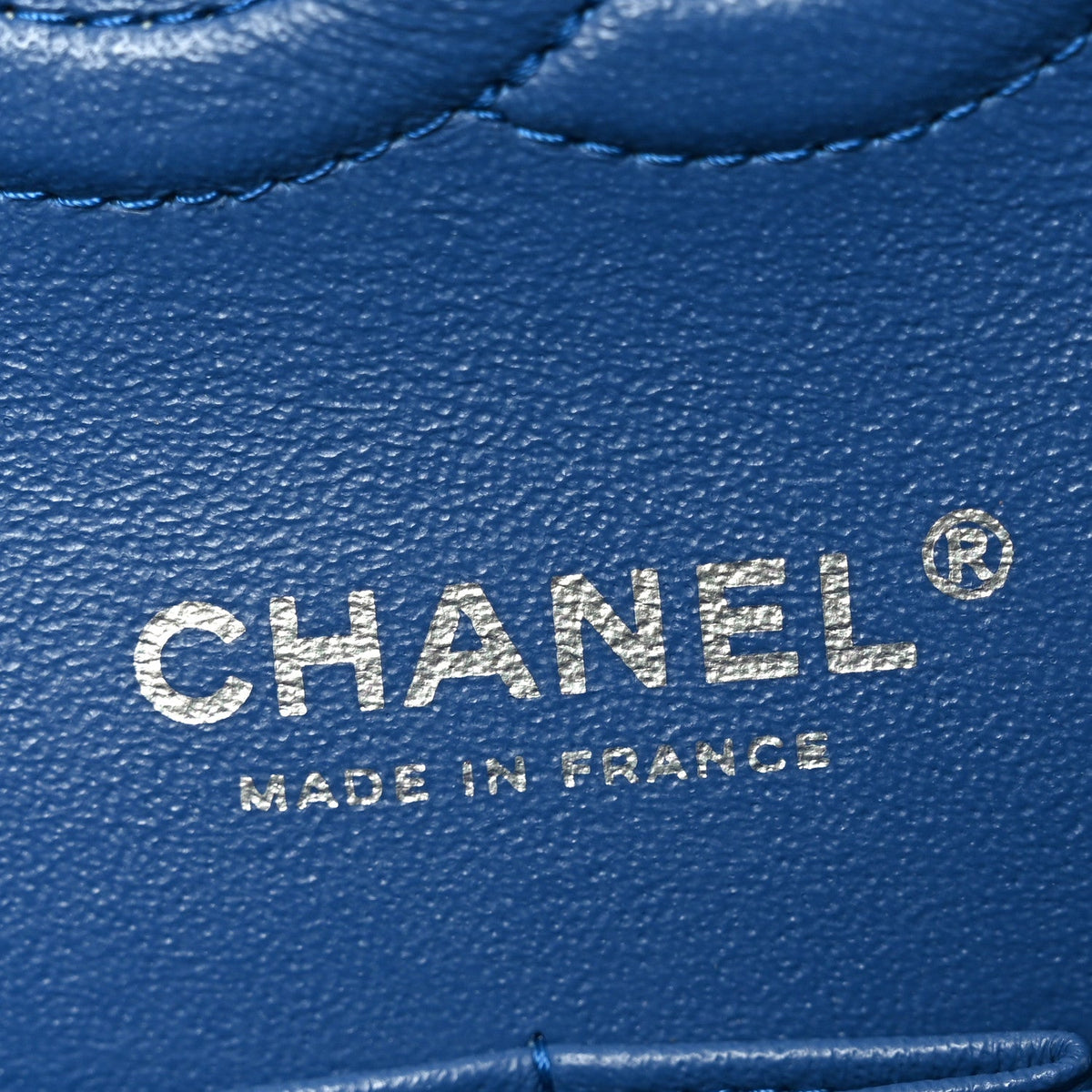 Caviar Chevron Quilted Medium Double Flap Blue