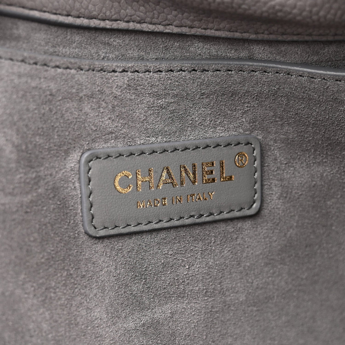 Nubuck Caviar Quilted Large Shopping Bag Grey
