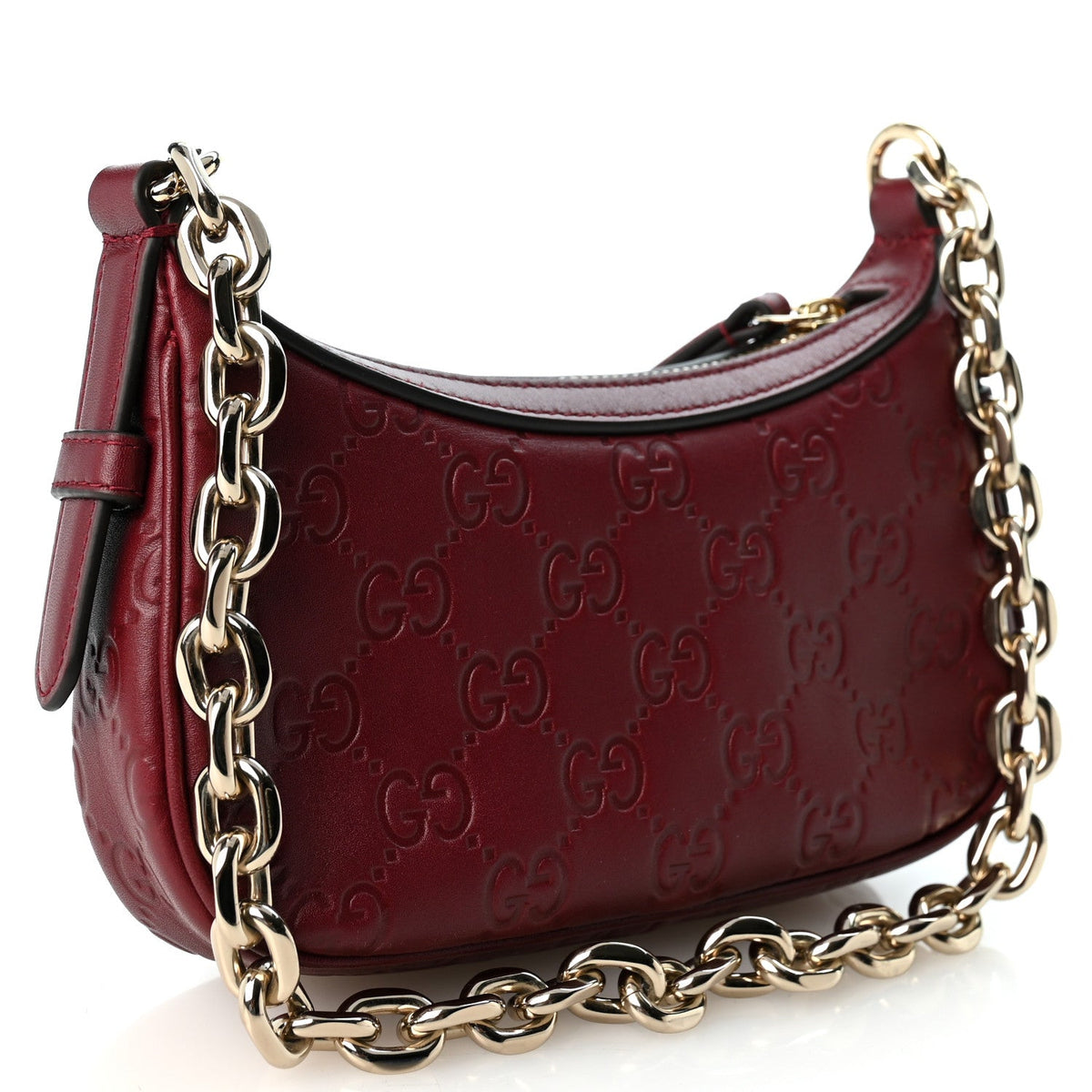 GG Calfskin Embossed Emblem Mini Shoulder Bag Rosso Ancora