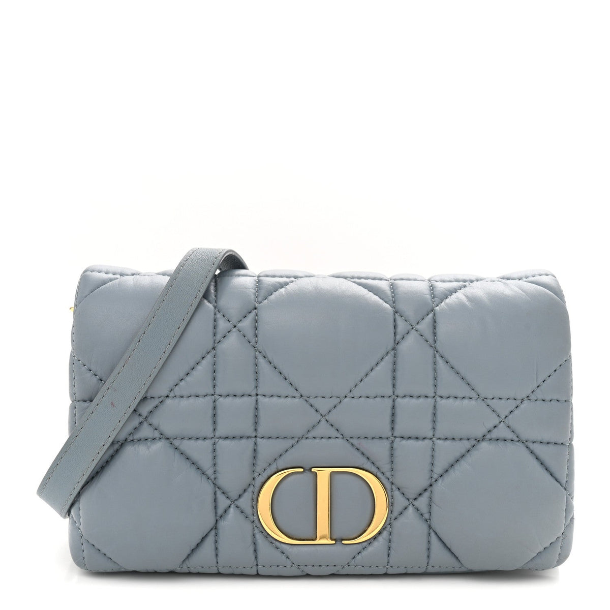 Lambskin Macrocannage Mini Dior Caro Bag Cloud Blue